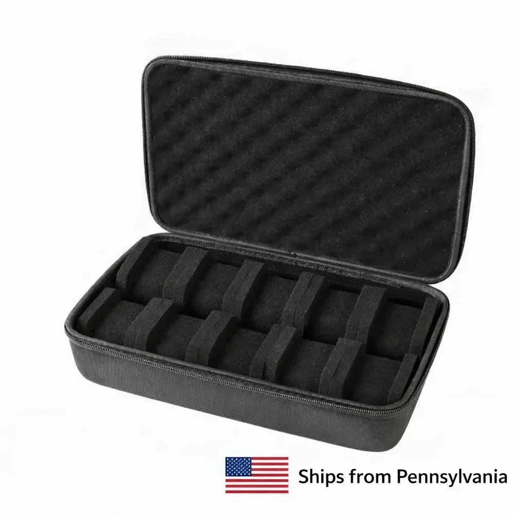 10 Slot Watch Case - Hard Clamshell Zip Travel Case Box Padded Collectors Case